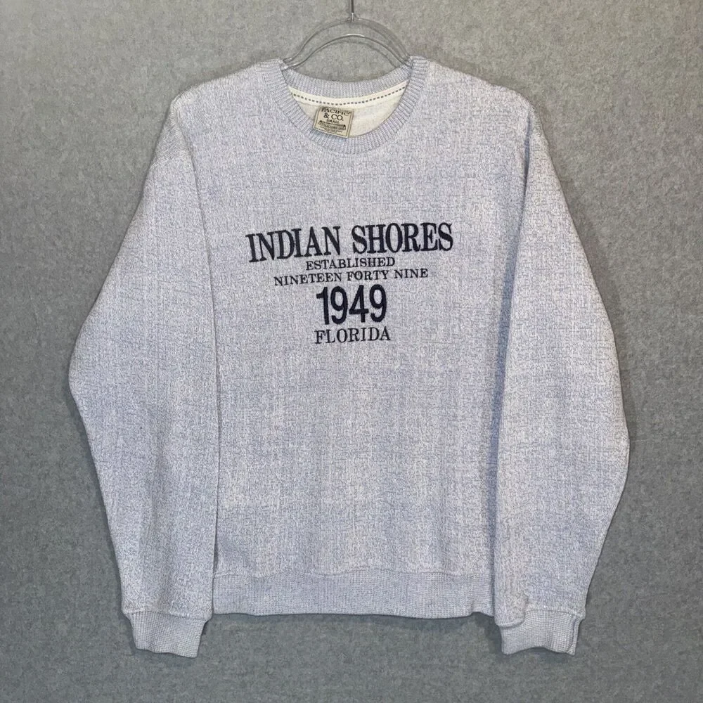 Pacific & Co Indian Shores‎ Florida Sweatshirt Men's Size Small Blue Vintage